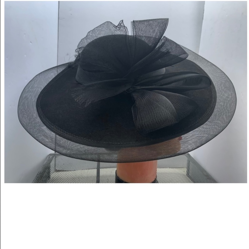 Vintage Hat Black Sonni San Franciso Lancaster Wool Wide Brim Felt